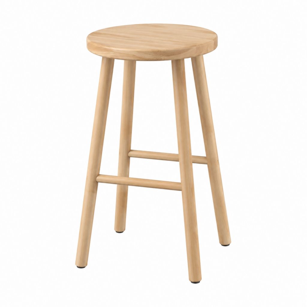 Tabouret de bar en bois massif naturel rond avec repose-pieds 36 x 36 x 75 cm