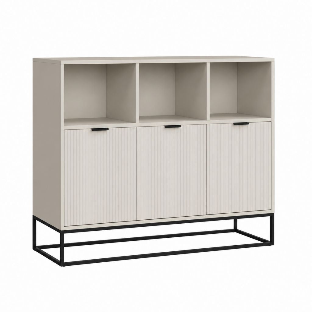 Buffet de salle à manger rectangulaire beige et noir en panneaux MDF 120 x 40 x 120 cm