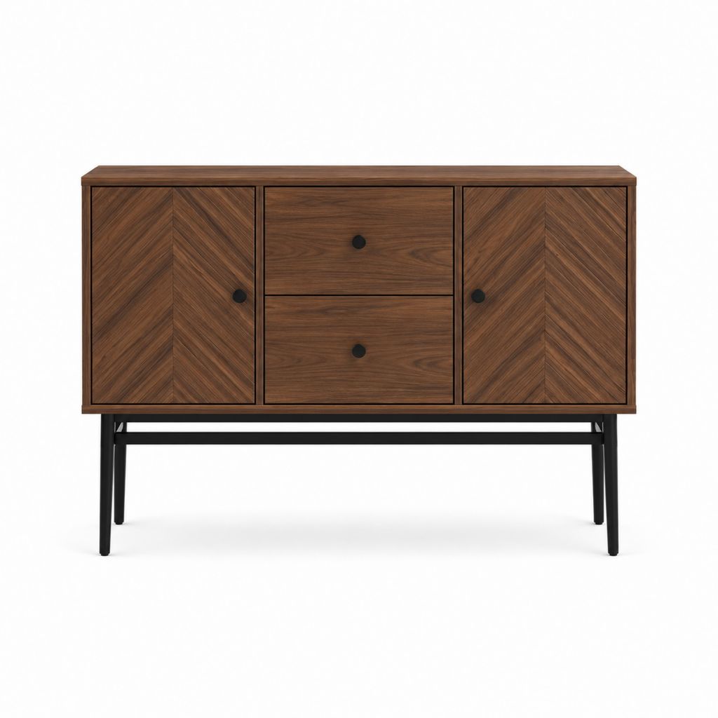 Buffet de salle à manger noyer placage de noyer rectangulaire 150 x 40 x 85 cm
