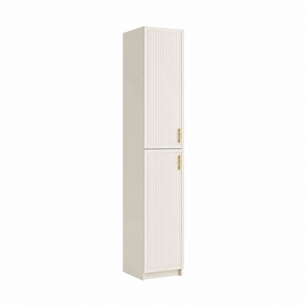 Buffet colonne de rangement blanc cassé en panneaux de particules 40 x 35 x 180 cm