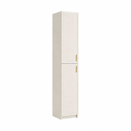 Buffet colonne de rangement blanc cassé en panneaux de particules 40 x 35 x 180 cm