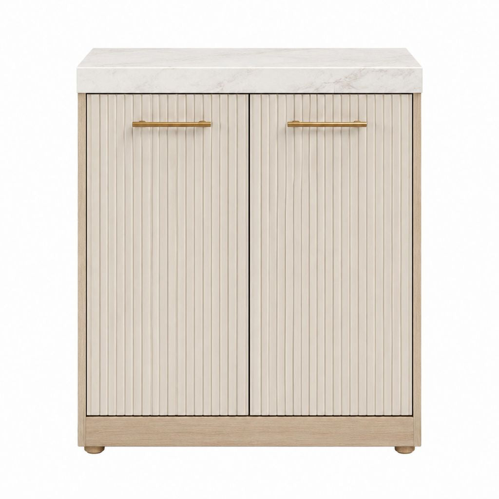 Buffet 2 portes beige et chêne clair en MDF 80 x 40 x 100 cm
