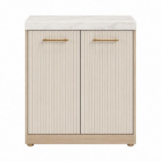 Buffet 2 portes beige et chêne clair en MDF 80 x 40 x 100 cm