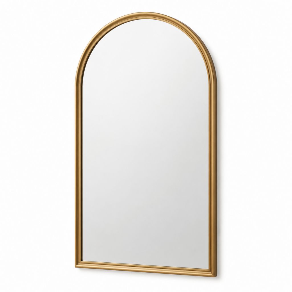 Miroir de salle de bain arche doré en verre et aluminium 80 x 45 cm