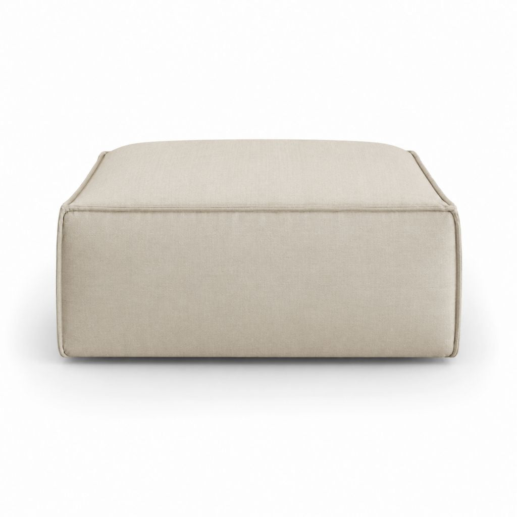 Pouf repose-pieds rectangulaire beige en polyester 90 x 60 x 42 cm