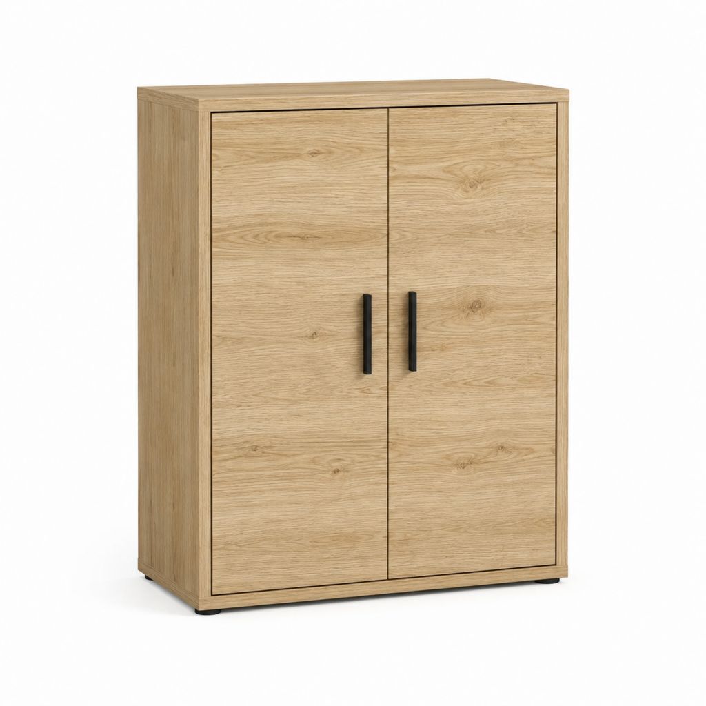 Buffet de rangement 2 portes chêne clair en panneaux de particules 80 x 40 x 120 cm