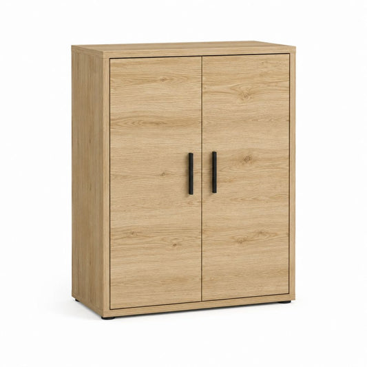 Buffet de rangement 2 portes chêne clair en panneaux de particules 80 x 40 x 120 cm